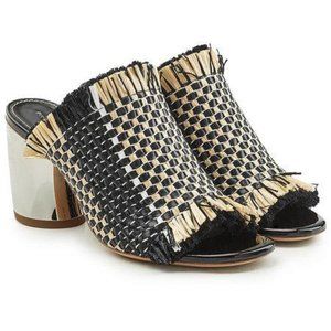 Proenza Schouler Woven Fringe Mirror Heel Mules